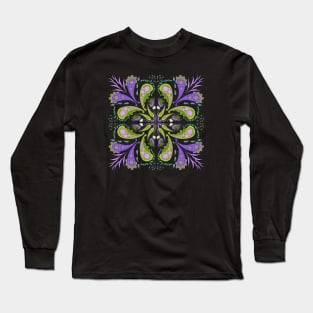 Colorful Purple Paisley Floral Design Long Sleeve T-Shirt